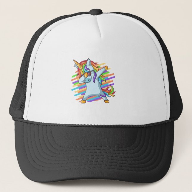 Dabbing Unicorn Trucker Hat (Front)
