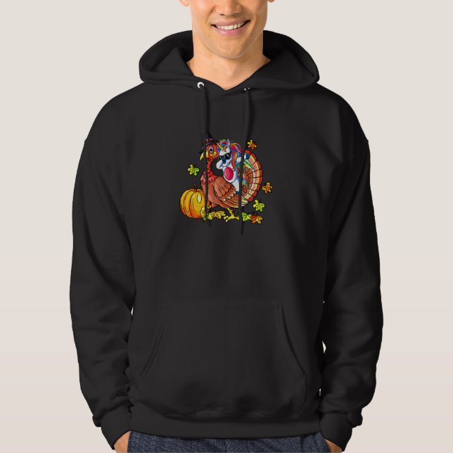 Dabbing Unicorn Turkey Riding Thanksgiving Unicorn Hoodie (Front)