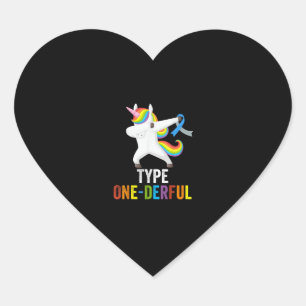 Dabbing Unicorn Type One-Derful T1D Diabetes Funny Heart Sticker