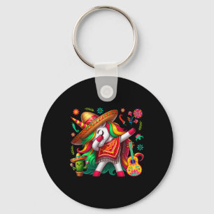 Dabbing Unicorn Wearing Mexican Sombrero Cinco De  Key Ring