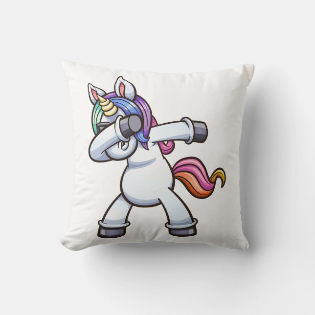 dabbing unicorn wearing sunglasses cushion (Front)