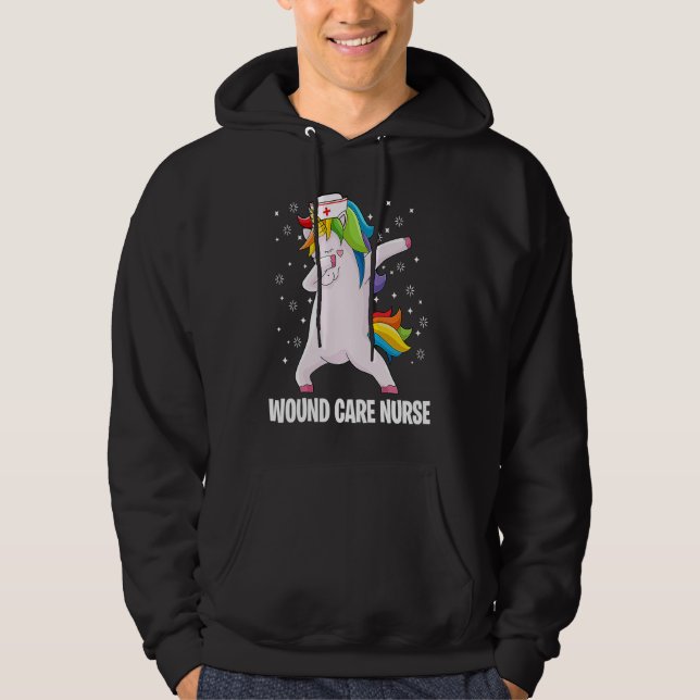 Dabbing Unicorn  Wound Care Nurse Wound Ostomy Nur Hoodie (Front)