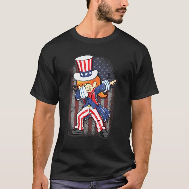Dabbing Us 4th Of July Dance Flag Pride Usa T-Shirt (Front)