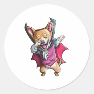 Dabbing Vampire Corgi Cute Halloween Corgi Funny Classic Round Sticker