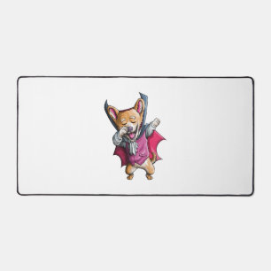 Dabbing Vampire Corgi Cute Halloween Corgi Funny Desk Mat