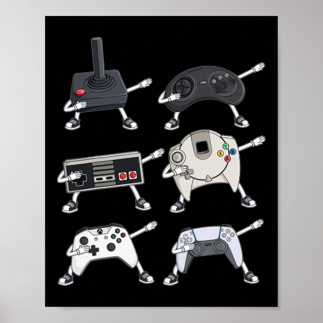 Dabbing Video Gamer Controllers Fun Boys Kids Game Poster (Front)
