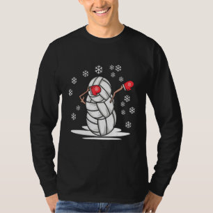 Dabbing Volleyball Snowman Funny Cute Girl Christm T-Shirt