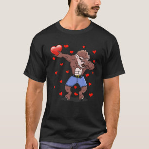 Dabbing Werewolf Red Heart Love Valentines Day Lov T-Shirt