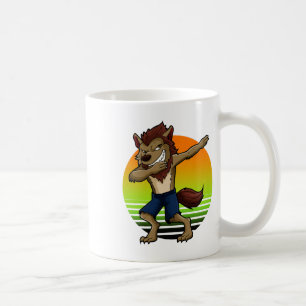 Dabbing Werewolf Retro Sunset Halloween Boys Kids Coffee Mug