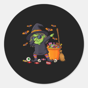 Dabbing witch kids girls toddler funny halloween classic round sticker