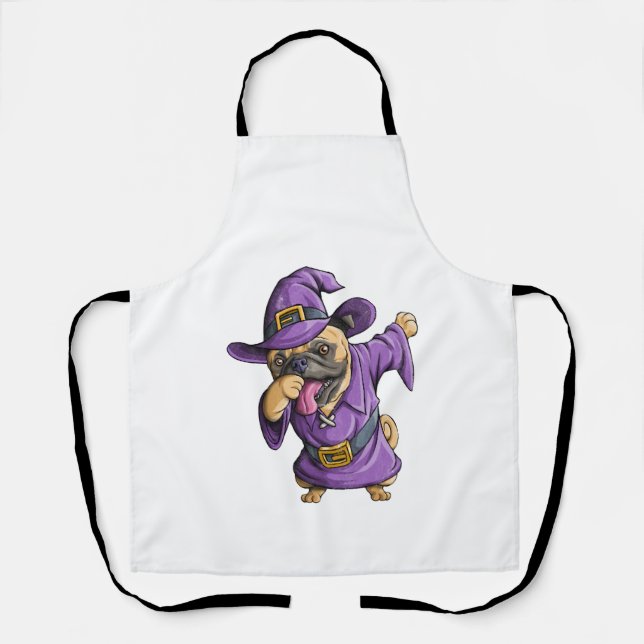 Dabbing Witch Pug Cute Halloween Pugs Funny Dab Apron (Front)