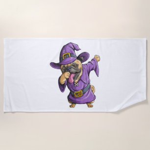 Dabbing Witch Pug Cute Halloween Pugs Funny Dab Beach Towel