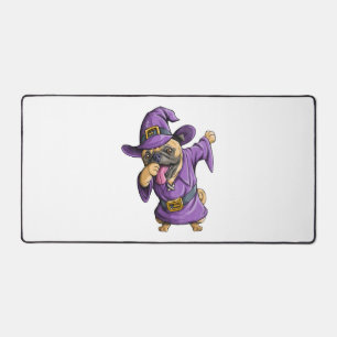 Dabbing Witch Pug Cute Halloween Pugs Funny Dab Desk Mat