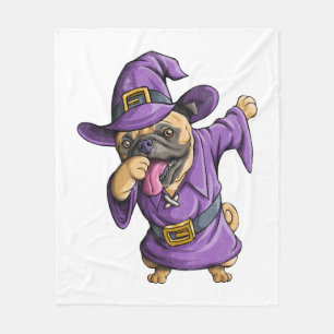 Dabbing Witch Pug Cute Halloween Pugs Funny Dab Fleece Blanket
