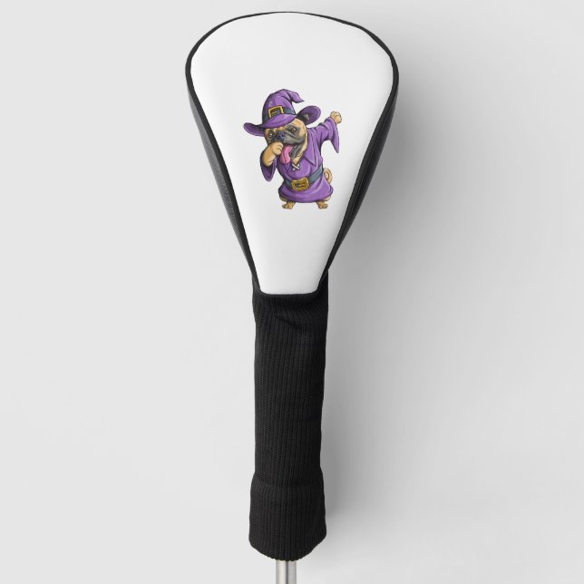 Dabbing Witch Pug Cute Halloween Pugs Funny Dab Golf Head Cover (Front)