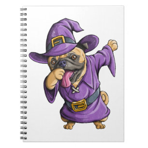 Dabbing Witch Pug Cute Halloween Pugs Funny Dab Notebook