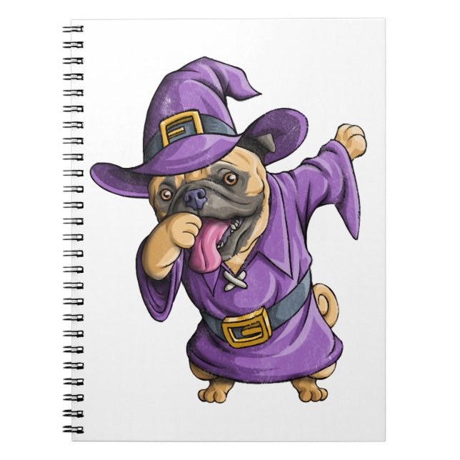 Dabbing Witch Pug Cute Halloween Pugs Funny Dab Notebook (Front)