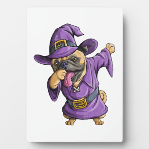 Dabbing Witch Pug Cute Halloween Pugs Funny Dab Plaque