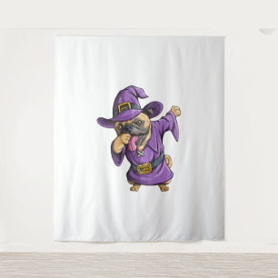 Dabbing Witch Pug Cute Halloween Pugs Funny Dab Tapestry