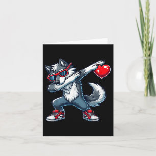 Dabbing Wolf With Heart Valentines Day Toddler Kid Card