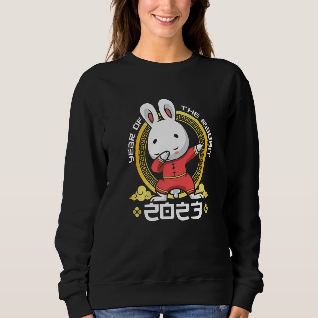 Dabbing Year of The Rabbit 2023 Chinese Zodiac Sig Sweatshirt (Front)