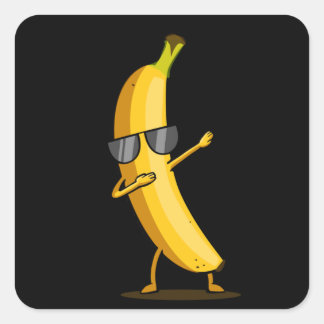 Dabbing Yellow Banana Dab Funny Dancing Fruit Square Sticker