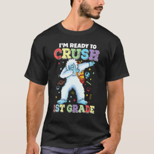 Dabbing Yeti Crushing 1st Grade First Day Of Back T-Shirt