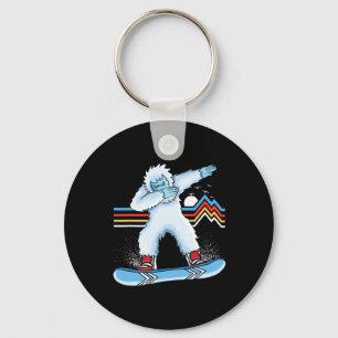 Dabbing Yeti Vintage Sunset Snowboarding Retro Sno Key Ring