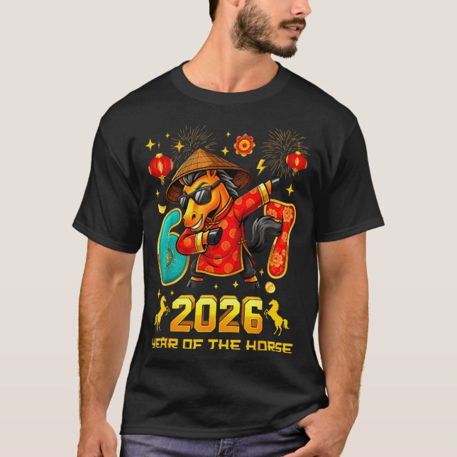 Dabbing Zodiac Horse Lunar New Year Chinese New Ye T-Shirt (Front)