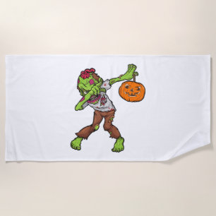 Dabbing Zombie Halloween Dab Funny Gift design Beach Towel