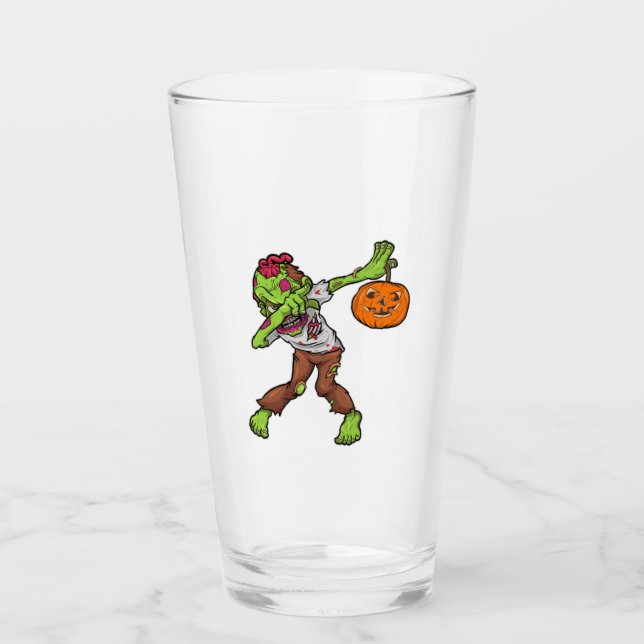 Dabbing Zombie Halloween Dab Funny Gift design Glass (Front)
