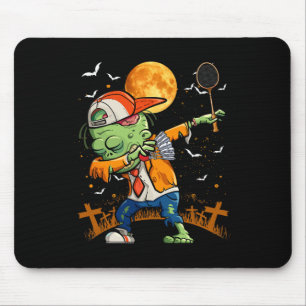 Dabbing Zombie Playing Badminton Halloween Badmint Mouse Pad