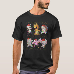 Dabbing Zoo Animals Christmas Funny Xmas Dab Premi T-Shirt