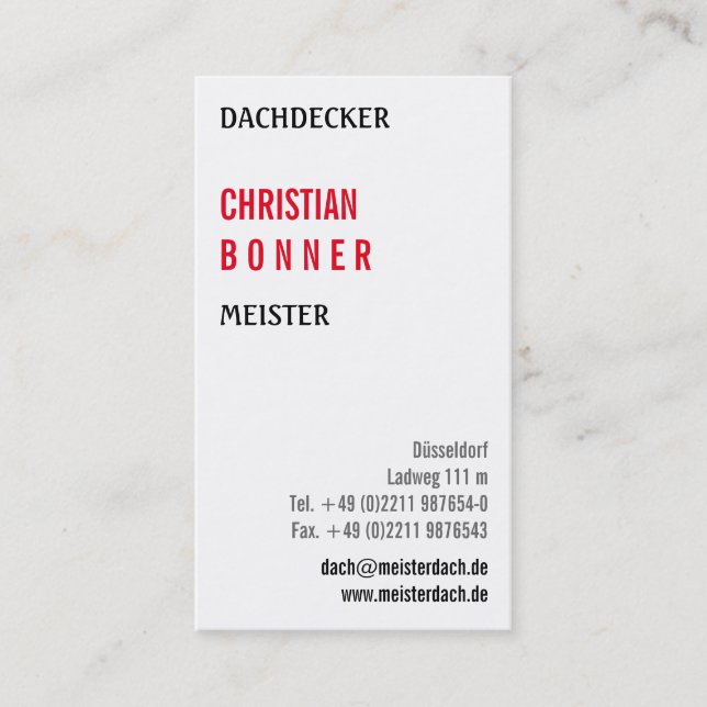 Dachdecker Visitenkarten Business Card (Front)