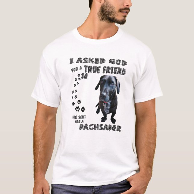 Dachsador Quote Mum, Weinerdor Dad, Dachshund Lab T-Shirt (Front)
