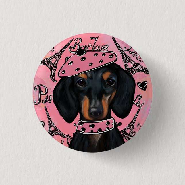 DACHSHUND     3 CM ROUND BADGE (Front)