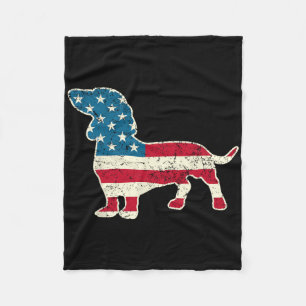 Dachshund 4th Of July American Flag Dog Lovers Men Fleece Blanket