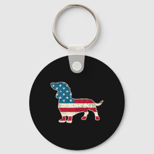 Dachshund 4th Of July American Flag Dog Lovers Men Key Ring