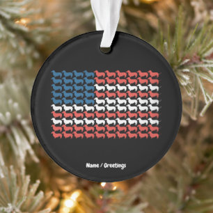 Dachshund 4th of July American Flag Patriotic Ornament