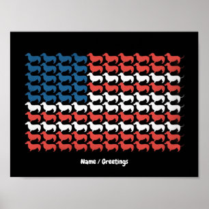 Dachshund 4th of July American Flag Patriotic Poster