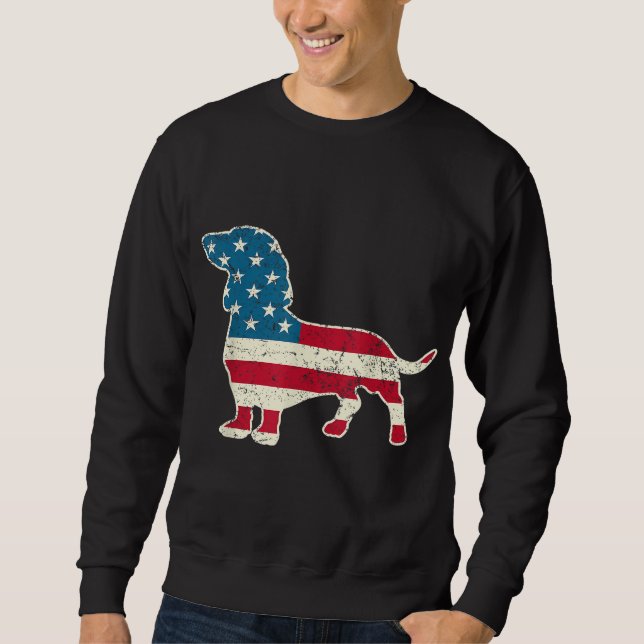 Dachshund 4th of July Dog Lover Gift Men Women Ame Sweatshirt (Front)
