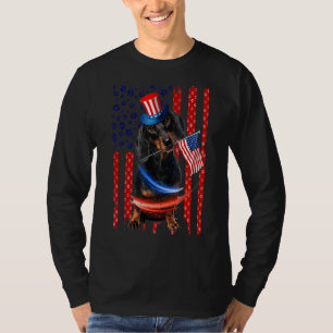 Dachshund 4th Of July Dog Men Women American Flag T-Shirt