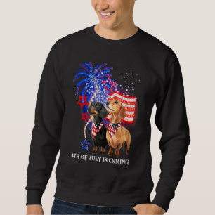 Dachshund 4th Of July Is Coming American Flag Patr Sweatshirt