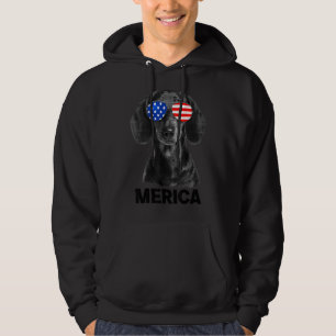 Dachshund 4th Of July Merica Men American Flag Sun Hoodie