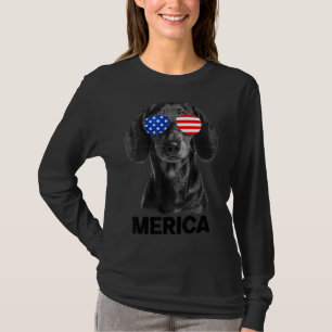 Dachshund 4th Of July Merica Men American Flag Sun T-Shirt