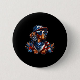 Dachshund 4th Of July Patriotic Dog Dachshund Four 6 Cm Round Badge