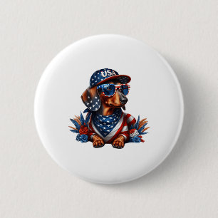 Dachshund 4th Of July Patriotic Dog Dachshund Four 6 Cm Round Badge