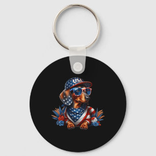 Dachshund 4th Of July Patriotic Dog Dachshund Four Key Ring