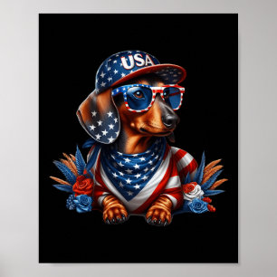 Dachshund 4th Of July Patriotic Dog Dachshund Four Poster