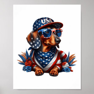 Dachshund 4th Of July Patriotic Dog Dachshund Four Poster